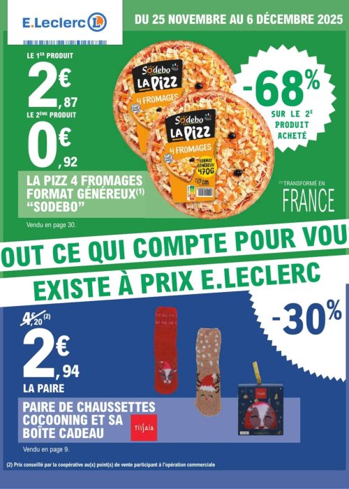 Promotions sur pizzas et chaussettes au E.Leclerc