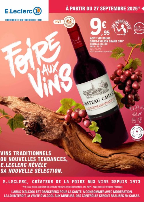 Promotion de vins rouges Saint-Émilion chez E.Leclerc.