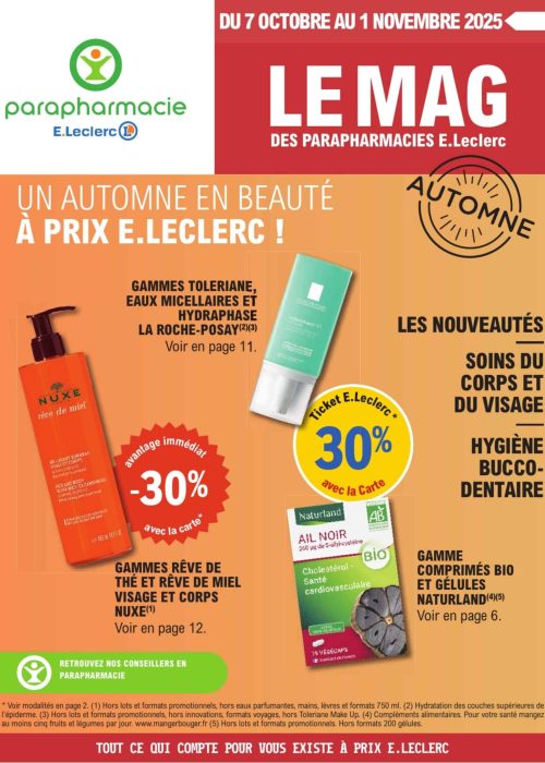 Promotions automnales pour soins de beauté chez E.Leclerc