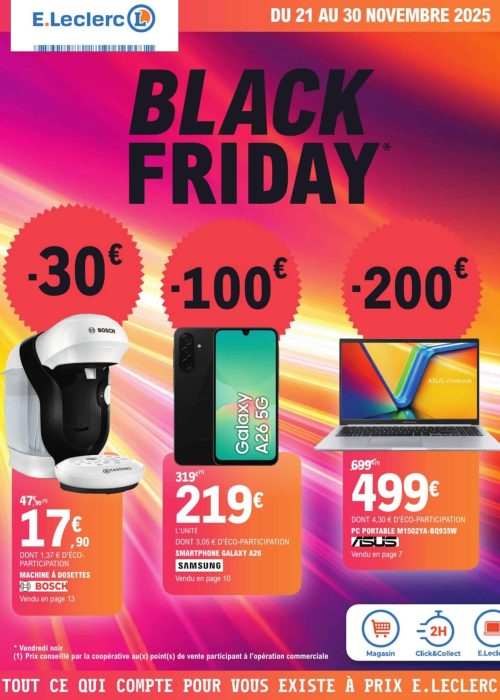 Promotions Black Friday chez E.Leclerc, réductions importantes.