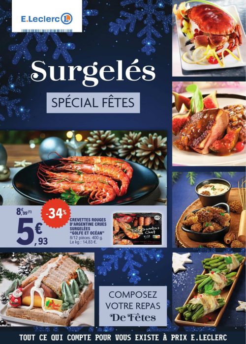 Offres spéciales de produits surgelés pour les fêtes.