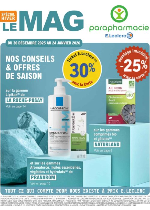 Promotions et conseils santé en parapharmacie E.Leclerc.