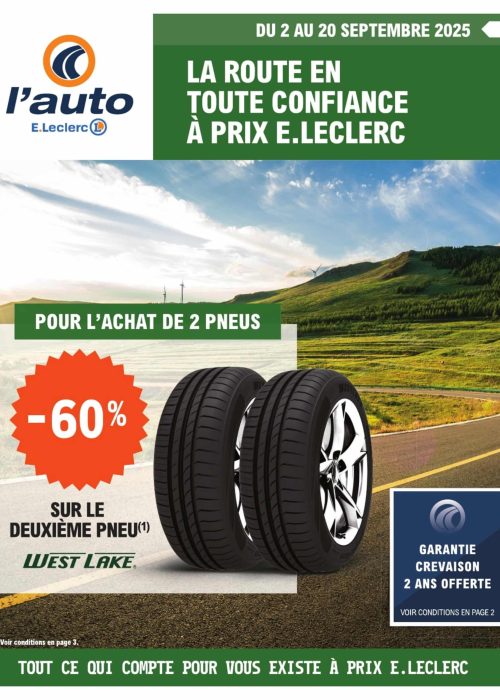 Offre de pneus à prix réduit chez E.Leclerc.